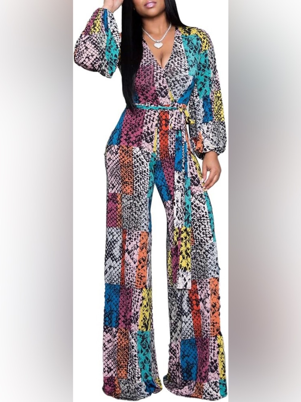 Good Times USA Pants & Jumpsuits/Good Times USA Snakeprint Wide Leg Jumpsuit